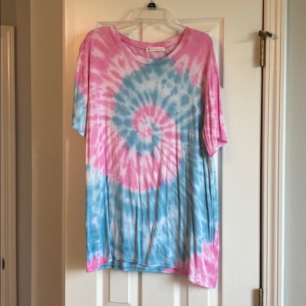 Pink and blue tie dye shirt
